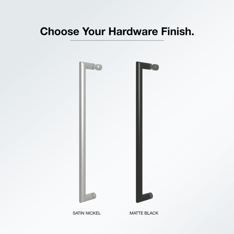 Reva Frameless Sliding Clear Alcove Shower Door, Black, 48"