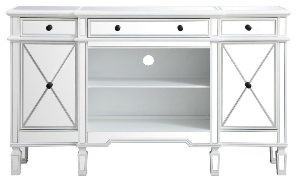 Calum 60" Mirrored Credenza, Antique White