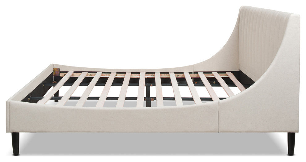 Aspen Modern Vertical Tufted Upholstered Platform Bed, Light Beige Linen, King