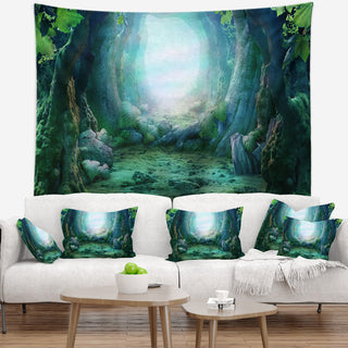 Romantic Blue Forest View Landscape Photo Wall Tapestry, 60"x50"