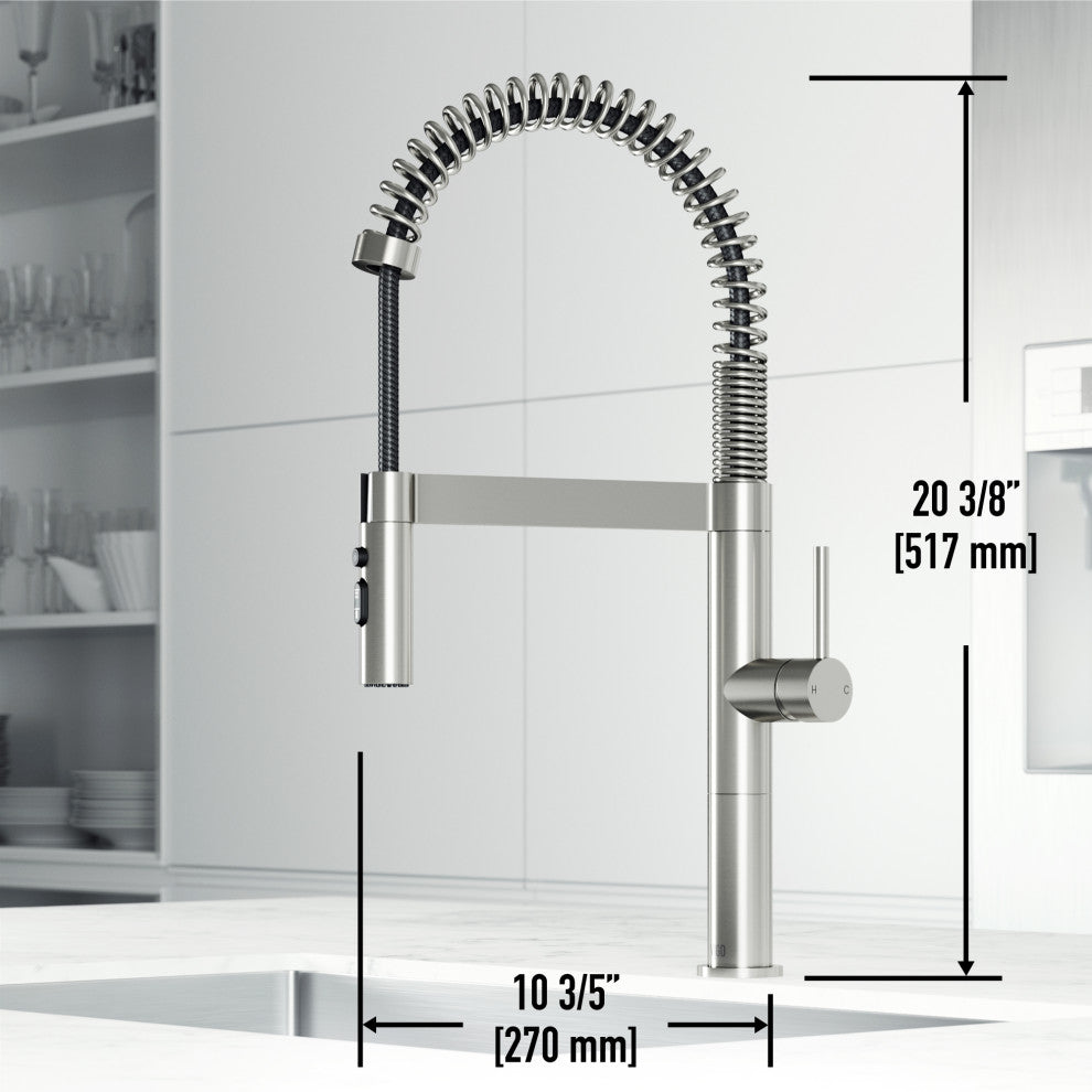 VIGO Edison Pro 20" H Single Handle Pull-Down Sprayer Kitchen Faucet, Stainless Steel