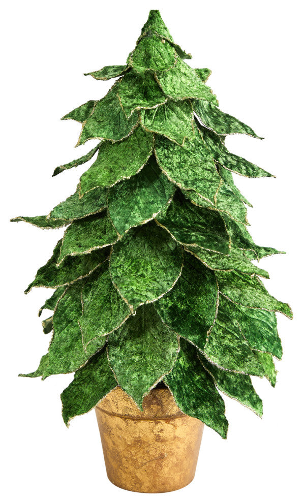 Nearly Natural T3379 16 Mini Velvet Christmas Artificial Tree in Golden Planter
