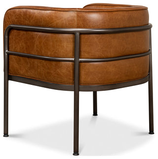 Breda Retro Brown Leather Accent Tub Chair
