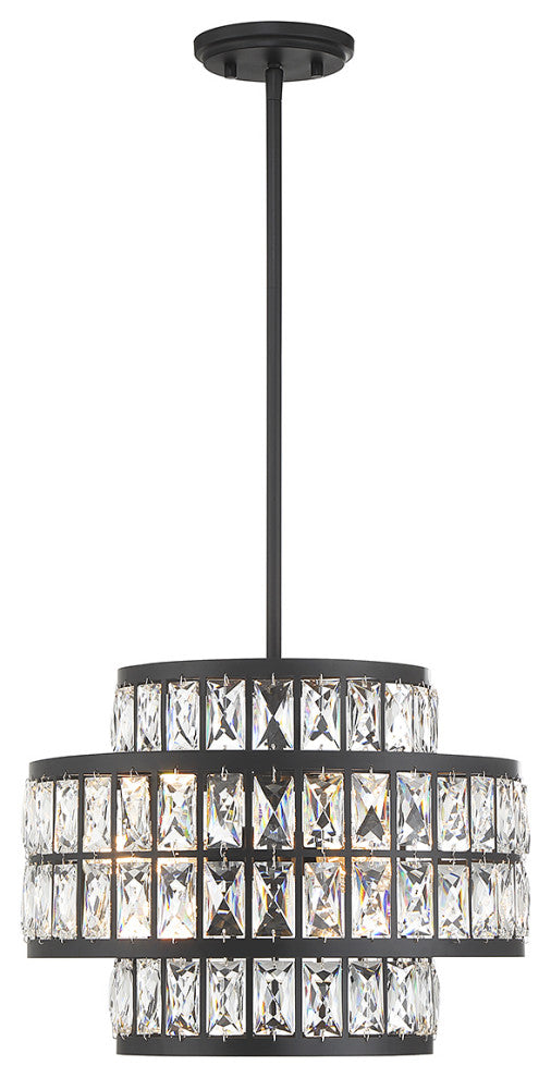 Renzo 3-Light Pendant, Matte Black, Matte Black