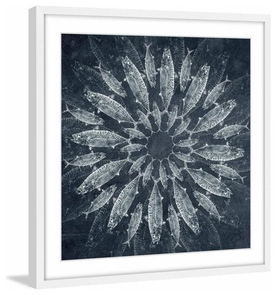 "White Burst" Framed Painting Print, 18"x18"