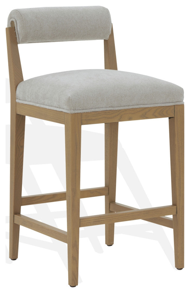 Safavieh Couture Oaklie Rolled Back Counter Stool, Taupe/Natural