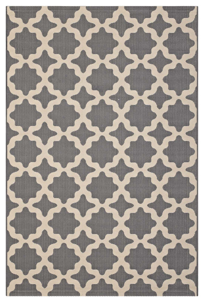 Area Rug Floor Carpet, Indoor Outdoor, Moroccan, Rectangular, 4x6, Gray Beige