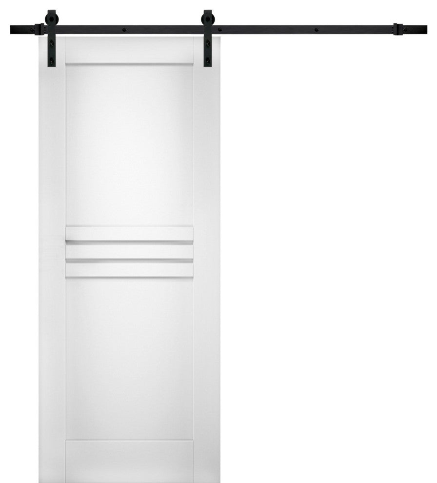 Barn Door / Mela 7444 White Silk / 6.6FT Rail, 32" X 84"