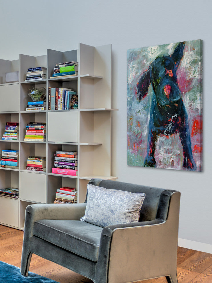 "Funky Pup" Painting Print on Wrapped Canvas, 20"x30"