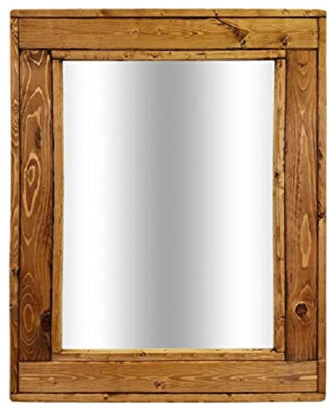 Herringbone Stained Vanity Mirror, Early American, 30"x36", Vertical