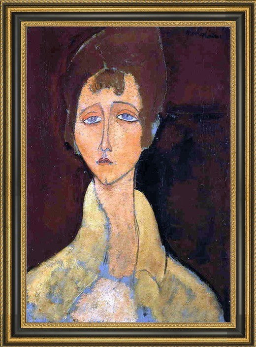 Amedeo Modigliani Woman in White Coat - 16" x 24" Framed Premium Canvas Print