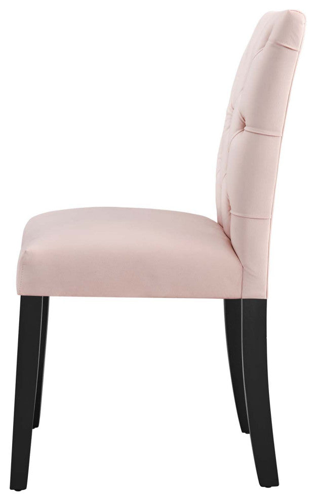 Side Dining Chair, Set of 2, Pink, Velvet, Modern, Cafe Bistro Hospitality