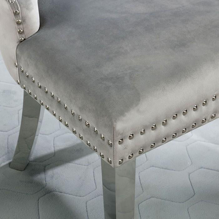 Set of 2 Wingback Dining Chair with Button Tufted, Gray