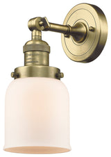 1-Light Small Bell 5" Sconce, Antique Brass, Glass: Matte White Cased