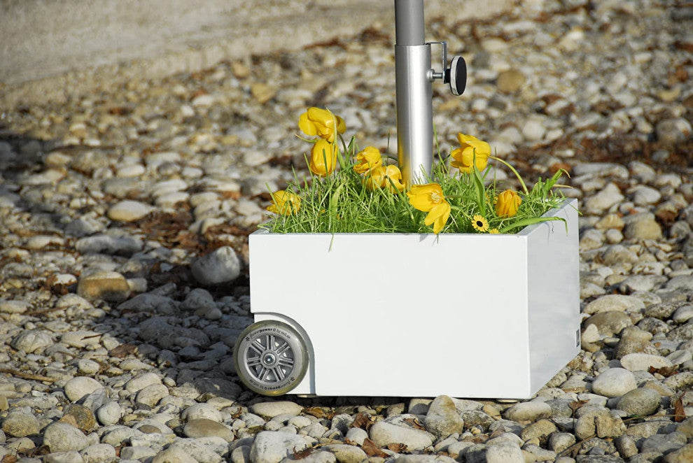 XXD''s (#O-810) Zinc Plated White Powercoated Planter & Umbrella Stand