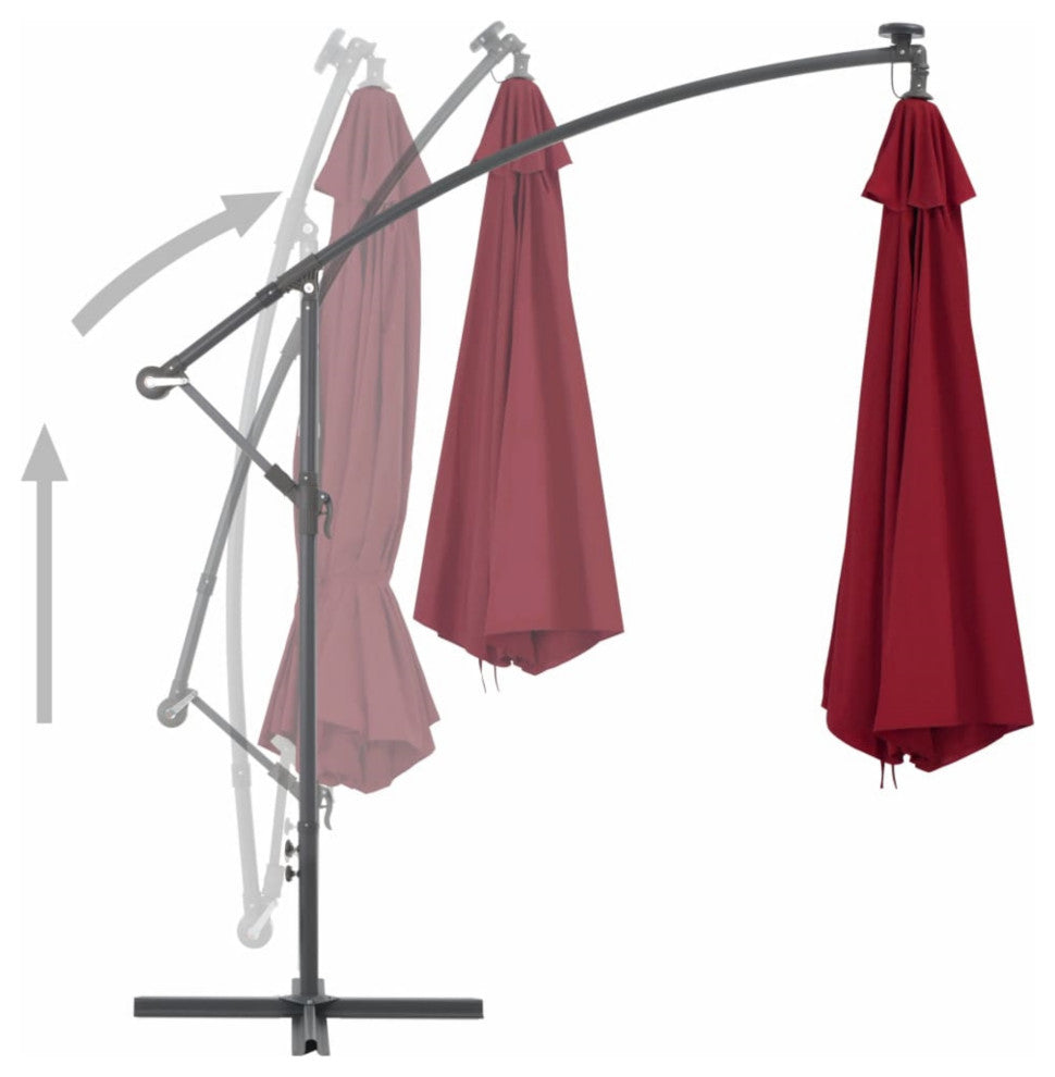 Vidaxl Cantilever Umbrella With Aluminum Pole 137.8" Bordeaux Red