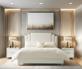 Palm Gate Queen Upholstered Bed, Cloud White