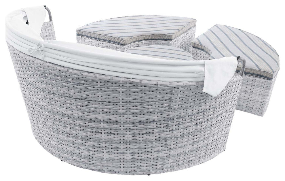 Scottsdale Canopy Sunbrella Outdoor Patio Daybed, Light Gray Pebble