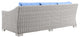 Lounge Sofa, Rattan, Wicker, Gray Blue, Modern, Outdoor Patio Cafe Bistro