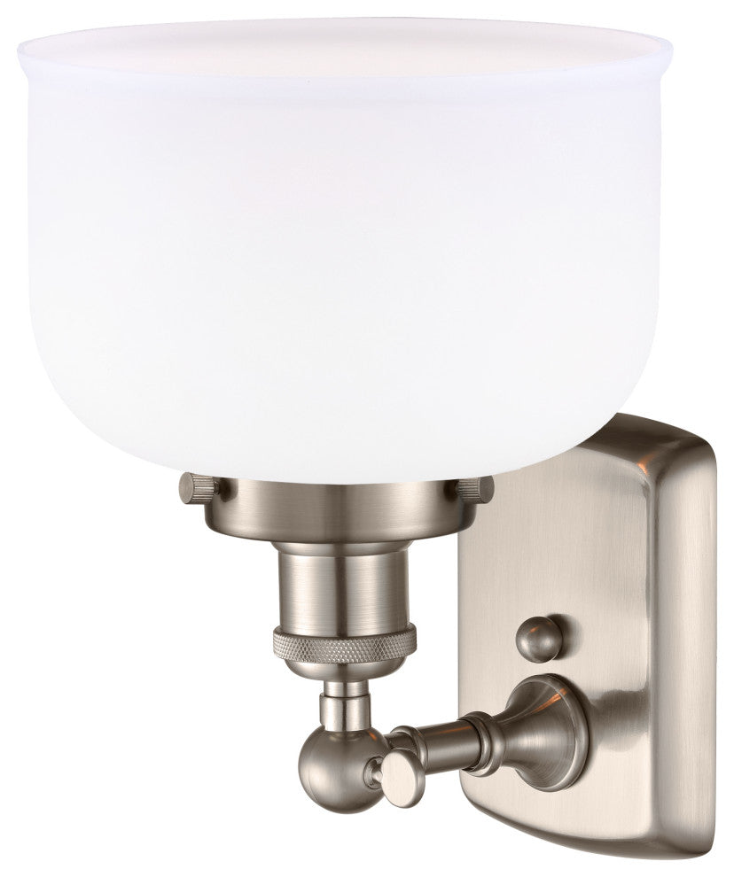 Large Bell 1-Light Sconce, Brushed Satin Nickel, Matte White