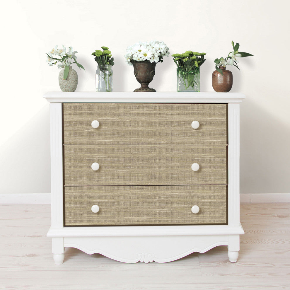 Wheat Grasscloth Raised Ink Peel and Stick Wallpaper, Bolt