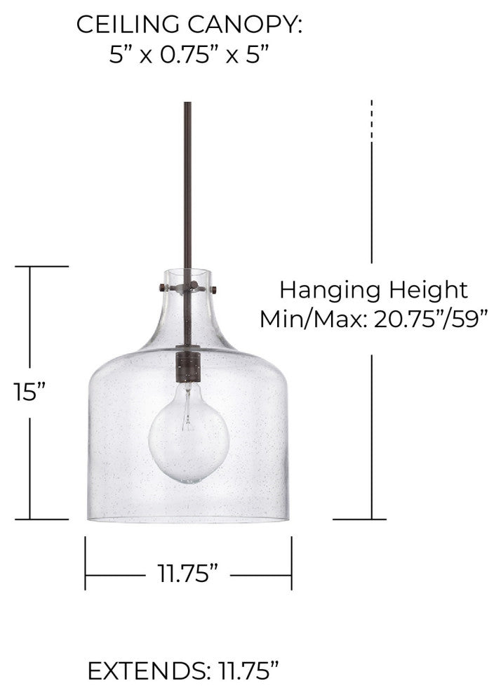 Capital Lighting 325712 1 Light 15" Tall Pendant - Bronze