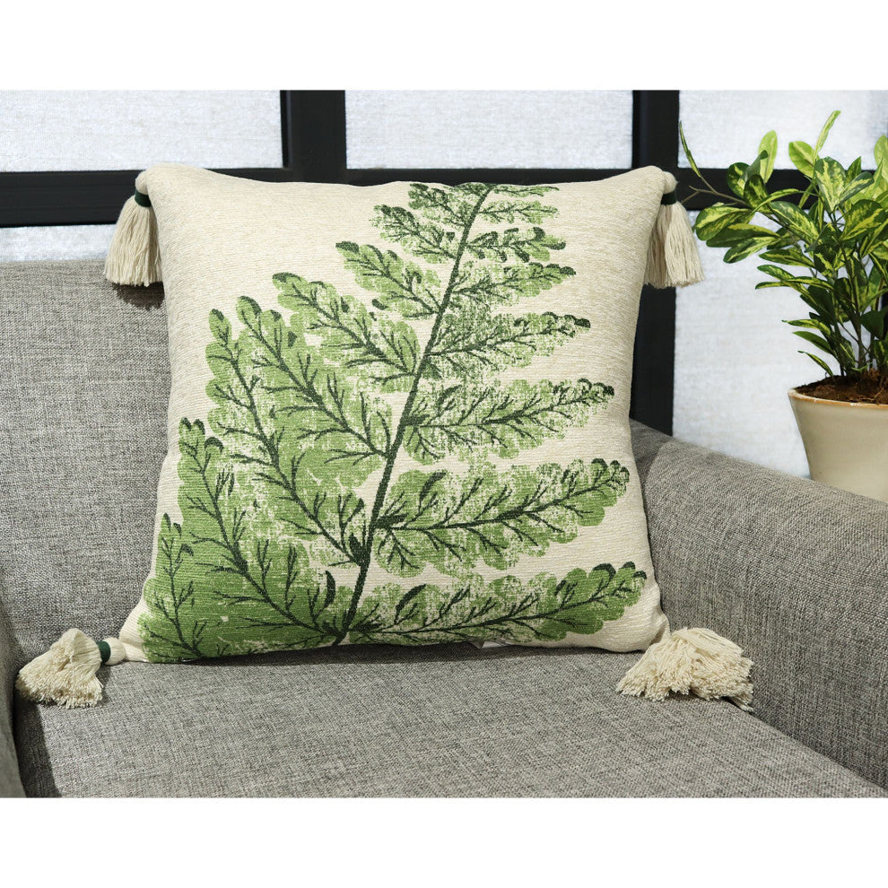 Green Machine Woven with Tassels Merrywood Throw Pillow, 20" x 20"