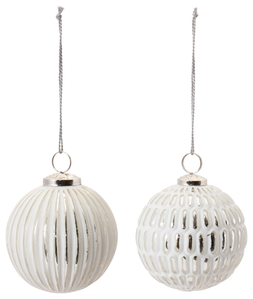 Frosted Glass Ball Ornament, 6-Piece Set