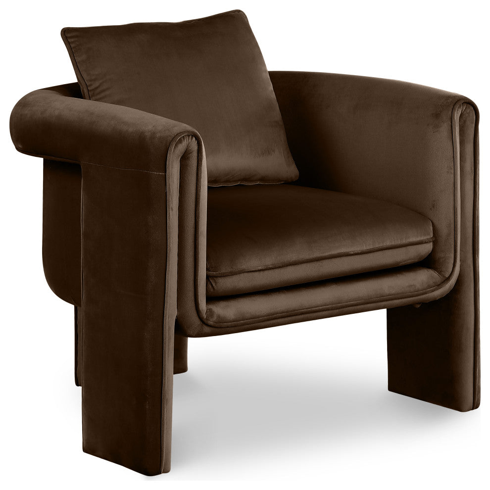 Sloan Velvet Accent Chair, Brown