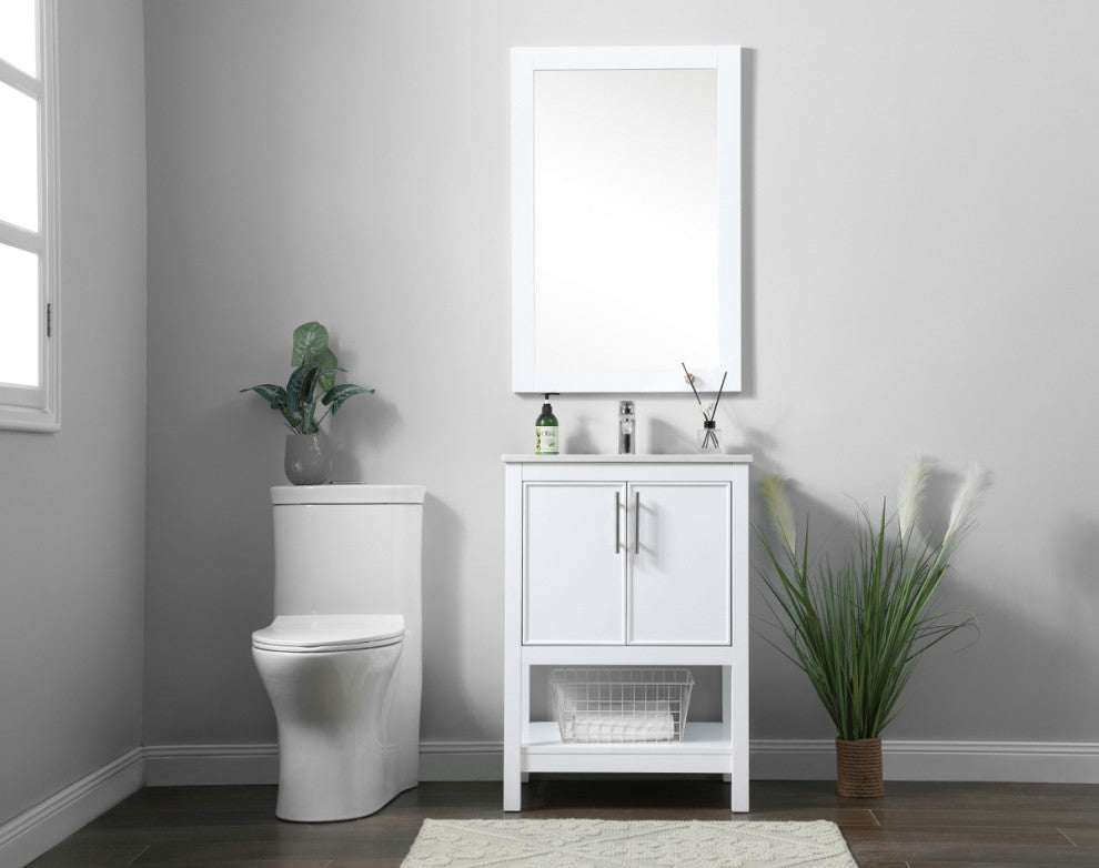 24" SIngle Bathroom Vanity, White