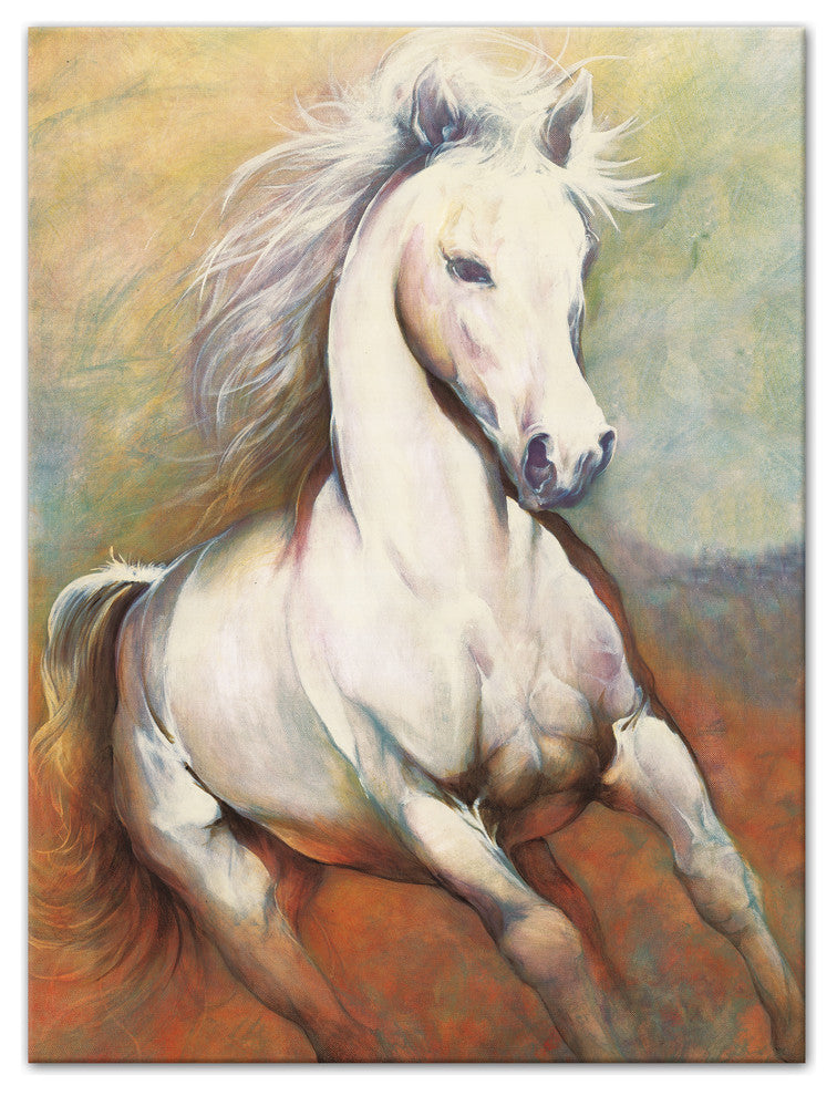 White Horse Running Wild 30x40 Canvas Wall Art