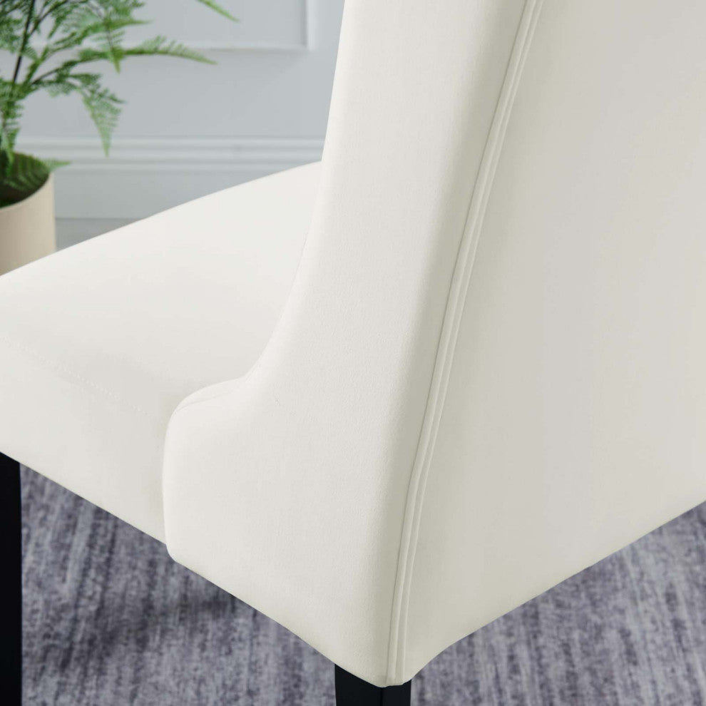 Side Dining Chair, Set of 2, White, Velvet, Modern, Cafe Bistro Hospitality