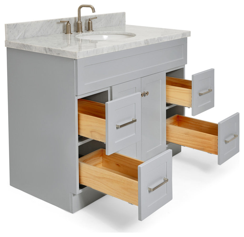 Ariel Hamlet 43" Oval Sink Bath Vanity, 1.5" Carrara Marble