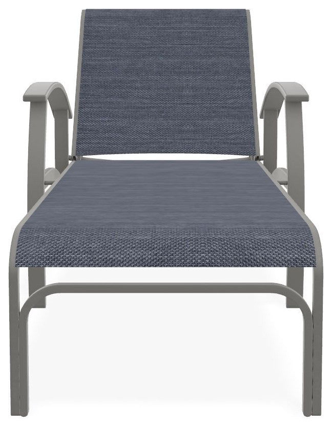 Belle Isle Sling 4-Position Outdoor Chaise Lounge, Augustine Denim/Snow