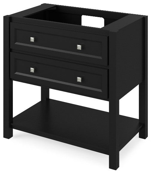 Adler Transitional 36" Black Vanity, Boulder Cultured Marble Vanity Top