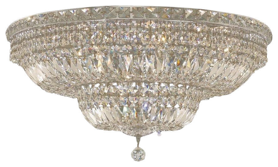 Elegant Tranquil Flush Mount, Chrome Finish With Royal Cut Crystal