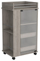 DEPOT E-SHOP Lansing Bar Cart, Casters, 2 Shelves, Glass Doors, Light Gray