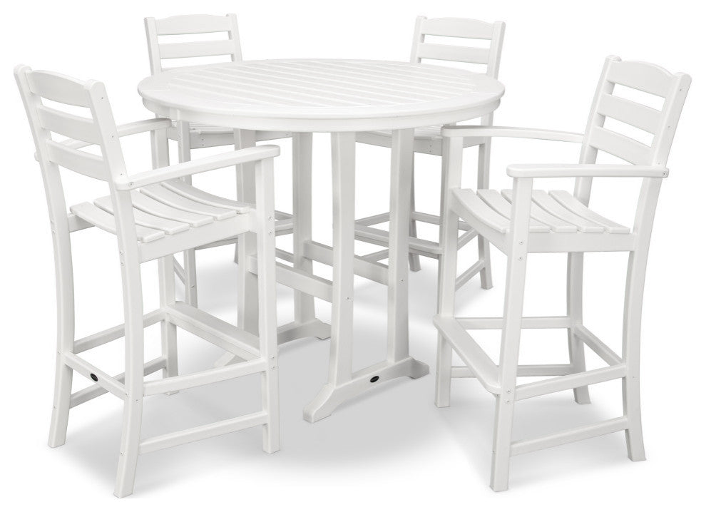 POLYWOOD 5-Piece La Casa Bar Dining Set, White