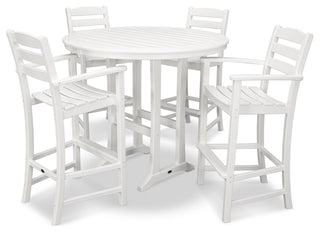 POLYWOOD 5-Piece La Casa Bar Dining Set, White