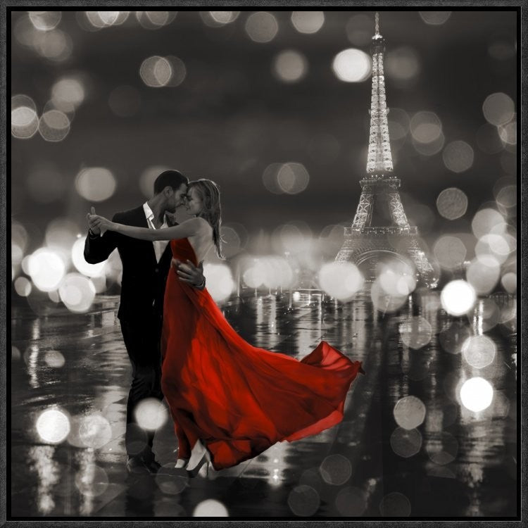 "Midnight in Paris (BW)" Framed Canvas Giclee by Dianne Loumer, 19x19"