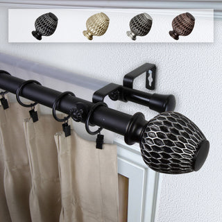 Telmo 1" Double Curtain Rod, Black, 48-84"