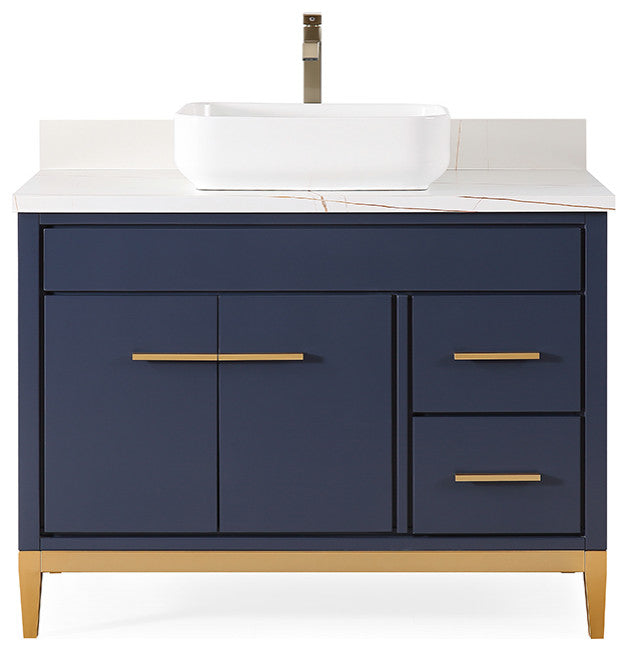 42" Tennant Brand Modern Style Navy Blue Beatrice Vessel Sink Bathroom Vanity