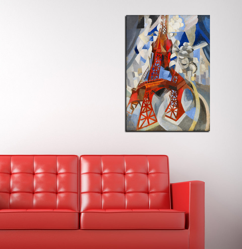 Epic Graffiti "Red Eiffel Tower" by Robert Delaunay Giclee Canvas Art, 18"x24"