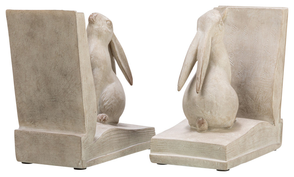 Bunny Rabbit Bookends, Set of 2, White Finish