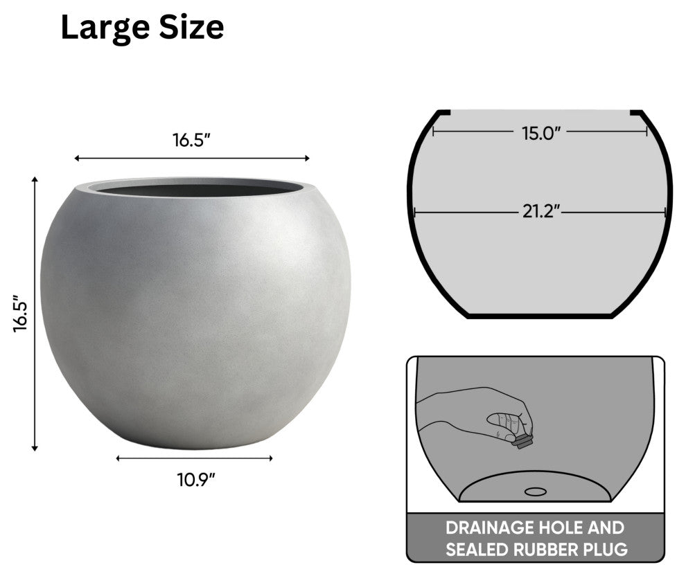 DTY Signature Mount Sherman 1-piece Fiberstone Planter, Gray, Large