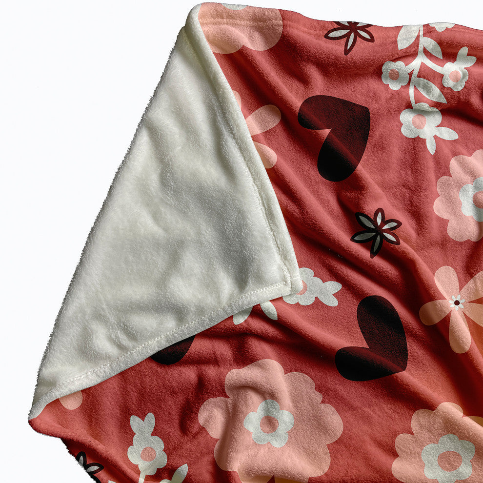 60x80" Flowery Love Valentine's Throw Blanket, Pink