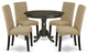 5Pc Round 42" Dinette Table, Four Parson Chair, Cappuccino Finish Leg