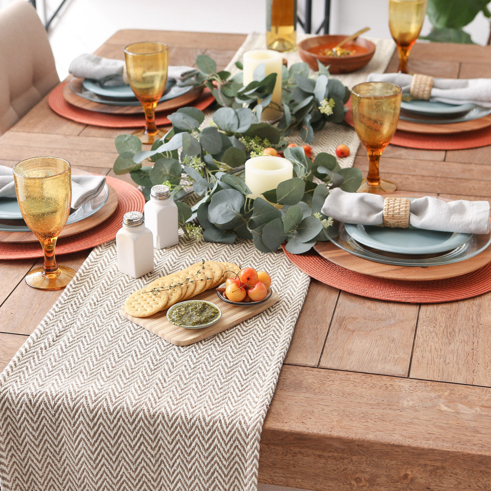 Brown Chevron Handloom Table Runner 15x72