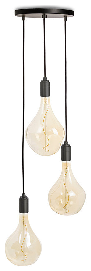 Small Canopy Black, Graphite Grip With 3 Graphite Pendants & 3 Voronoi II