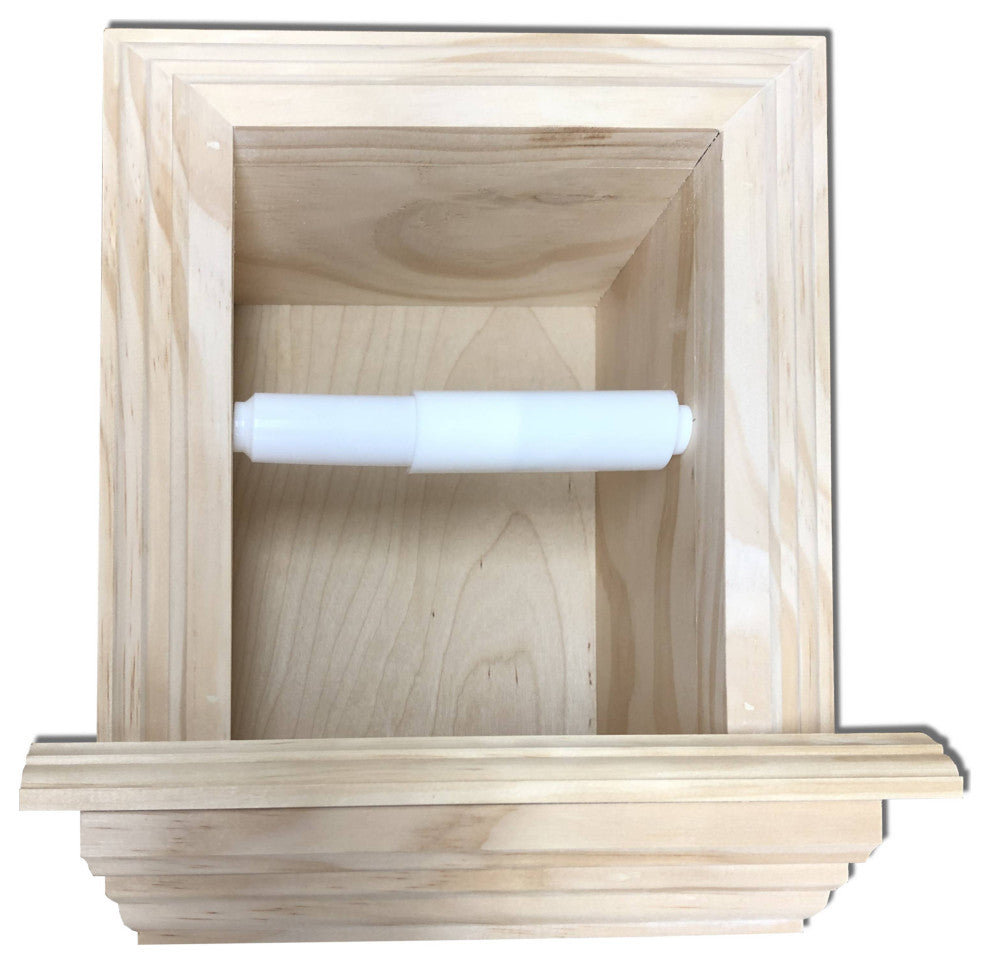 Tampa Recessed Solid Wood Toilet Paper Holder 7 x 8.5, Unfinished
